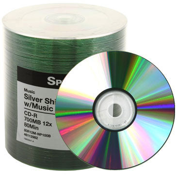 Spin-X CD-R 80Min 12X Digital Audio Non Hub Printable, Clear Hub ...